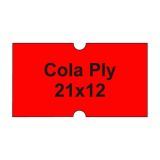 Etikety cen. COLA PLY 21x12 hranaté - 1250 etiket/kotouček, červené