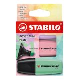 Rozjasňovač - STABILO BOSS MINI Pastel - sada 3 ks - lila, pudrově růžová, mátově zelená