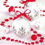 Ubrousky DAISY L (20ks) White and Red Baubles