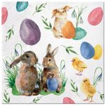 Ubrousky PAW Dekor L (20ks) Bunnies with Chicken