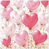 Ubrousky PAW Dekor L (20ks) Heart Balloons Rose