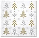 Ubrousky PAW Dekor L (20ks) Christmas Tree Check (gold and silver)