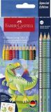 Barevné pastelky Grip, 13 barev, trojhranné, dinosaurus, FABER-CASTELL 201545