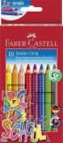 Barevné pastelky Jumbo Grip, 10 barev, trojhranné, FABER-CASTELL 280922