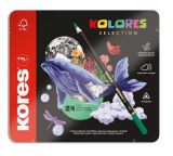 Pastelky Kores Kolores plechový box trojhranné / 24 barev