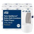 Toaletní papír OptiServe, bílá, bezdutinkový, průměr 13,1 cm, 3 vrstvy, systém T7, Premium, TORK 4 ,balení 18 ks