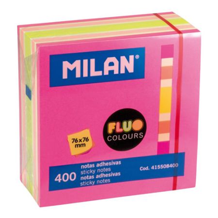 Blok lep MILAN Fluo colours 76 x 76 mm 400 l. - růžové