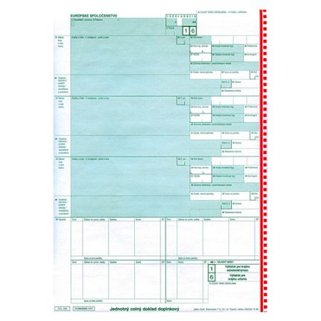 Doplňky. jednotný celní dokladech. COL 206 A4 - samopr. (92)