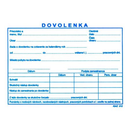 Dovolená A6 (912) samoprepis