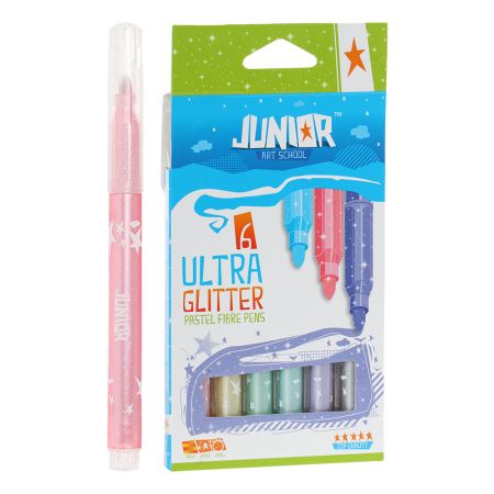 Fixy JUNIOR ultra glitter pastelové barvy - sada 6 ks