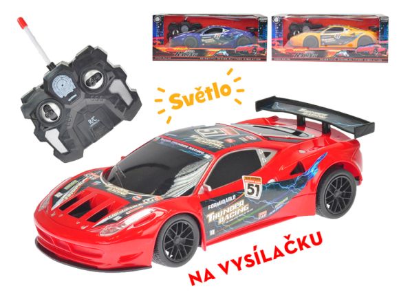 R/C auto sportovní 23cm plná funkce na baterie se světlem 27MHz 3barvy v krabičce