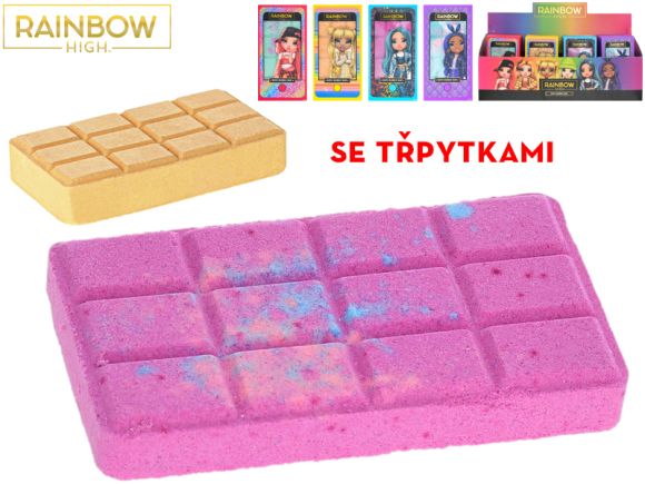 Rainbow High koupelová bomba 13x7cm se třpytkami 4druhy v krabičce 12ks v DBX