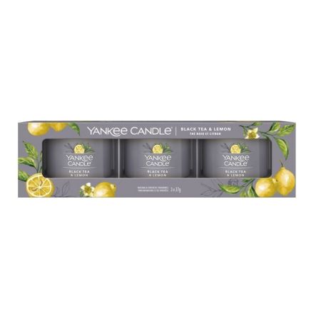 Sada votivních svíček ve skle Black Tea & Lemon 3 x 37 g