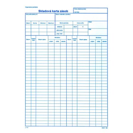 Skladová karta A4 - typ A (190)
