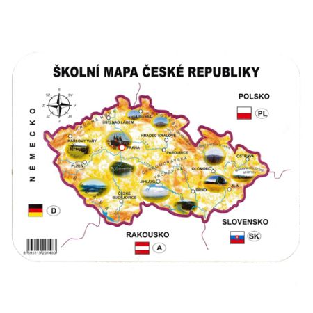 Školní papírová mapa ČR šablona geografická