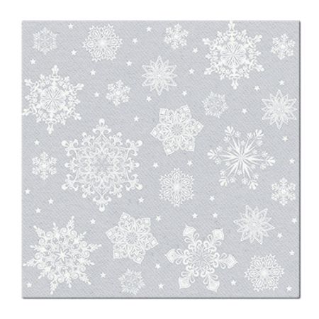 Ubrousky PAW AIRLAID L 40x40cm Snowflakes silver