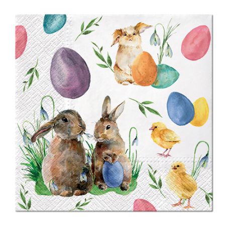 Ubrousky PAW L 33x33cm Bunnies with Chicken