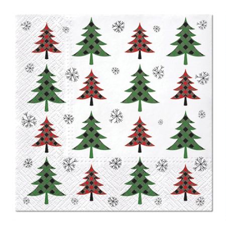 Ubrousky TaT 33x33cm Christmas Tree Check (red and green)