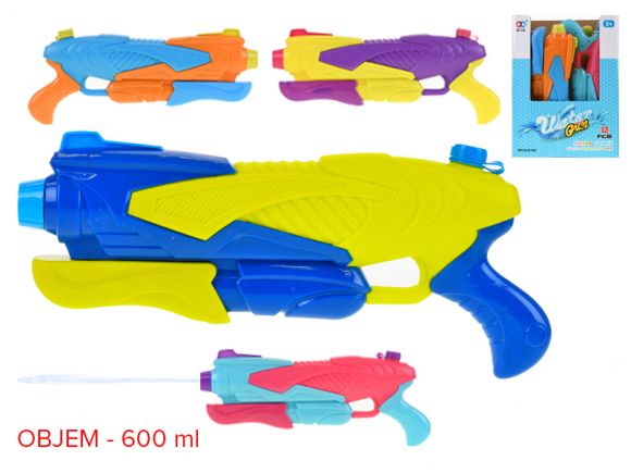 Vodní pistole 37cm s pumpou 4barvy 12ks v PDQ