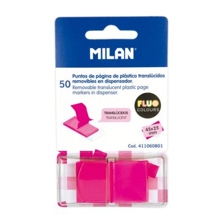 Blok lep MILAN FLUO záložka PVC 45 x 25 mm růžová