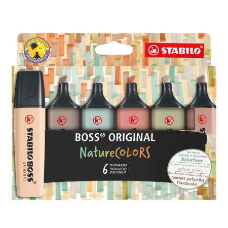 Zvýrazňovač STABILO BOSS ORIGINAL NatureCOLORS - 6 ks sada