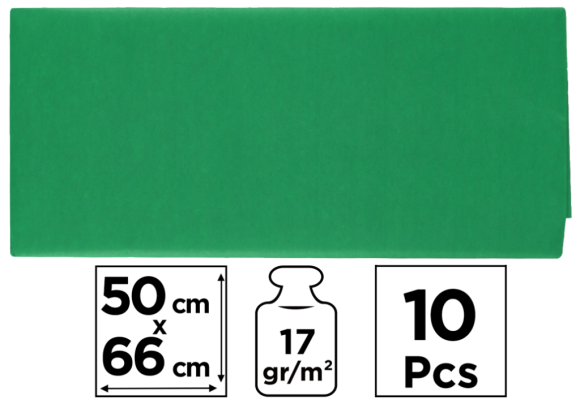 papír hedvábný 50x66 10ks zelený tmavý PN221-18