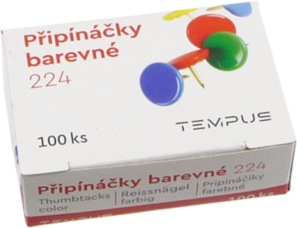 připínáčky 100ks Tempus 224 barevné potahované