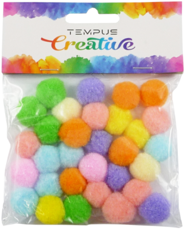 pom poms 20mm bar.pastel mix 30ks