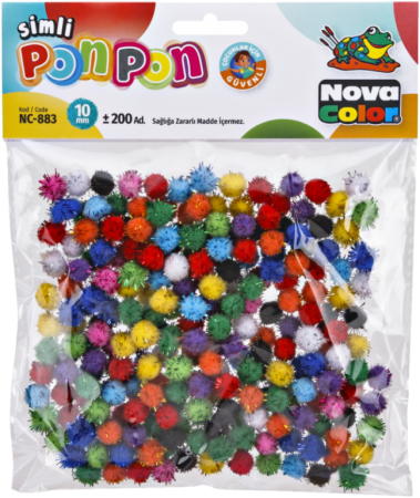 pom poms NC-883 10mm glitter mix 200ks