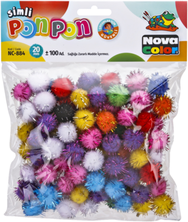 pom poms NC-884 20mm glitter mix 100ks