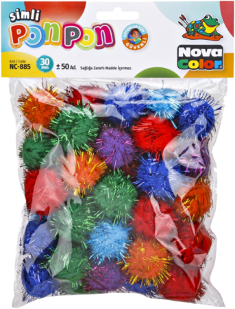 pom poms NC-885 30mm glitter mix  50ks