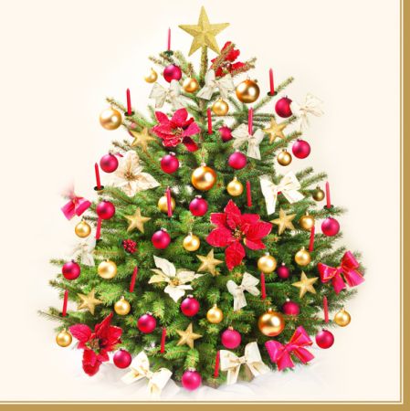 Ubrousky DAISY L (20ks) Traditional Gold red Xmas Tree