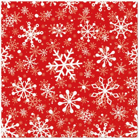 Ubrousky PAW Dekor L (20ks) Christmas Snowflakes light red