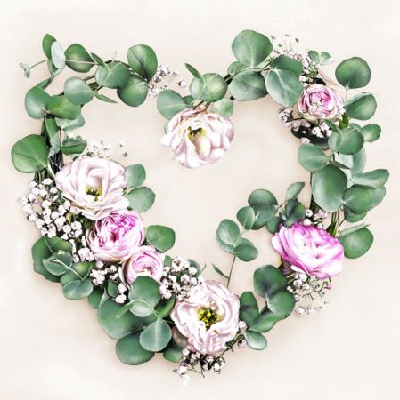 Ubrousky DAISY L (20ks) Photo Heart Eucalyptus Wreath