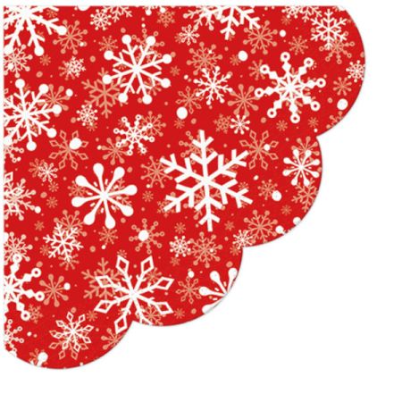 Ubrousky PAW Dekor R (12ks) Christmas Snowflakes light red