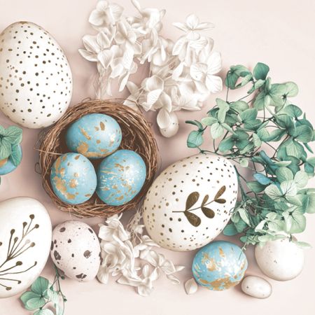 Ubrousky DAISY L (20ks) White and Blue Eggs with Hydrangea