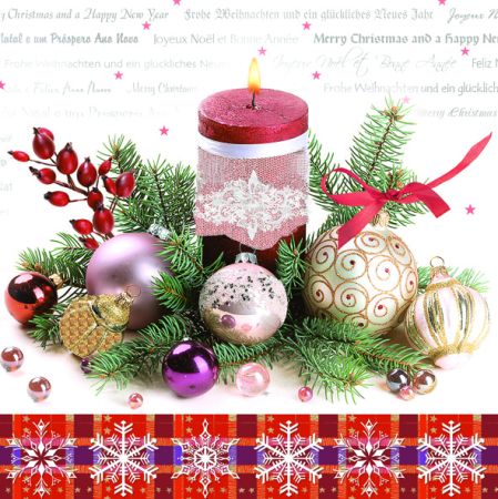 Ubrousky MAKI L (20ks) Xmas decor with Red Candle