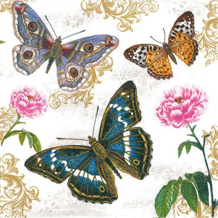 Ubrousky MAKI L (20ks) Butterflies on Retro Background