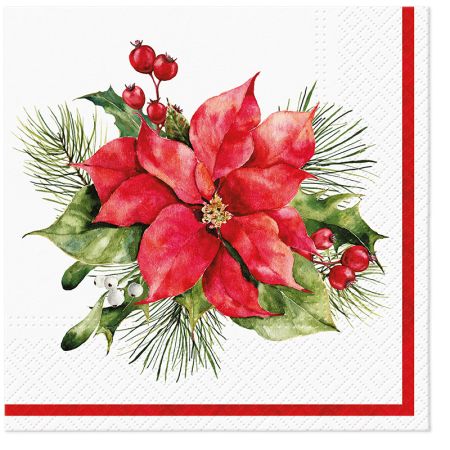 Ubrousky PAW TETE L (20ks) Composition with Poinsettia