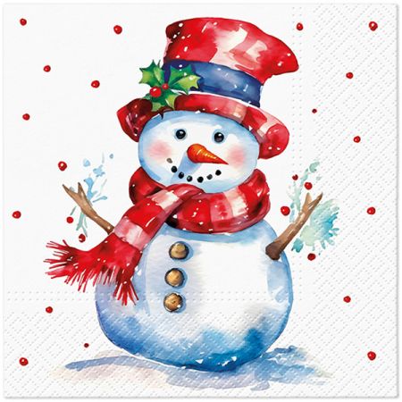 Ubrousky PAW TETE L (20ks) Watercolor Snowman