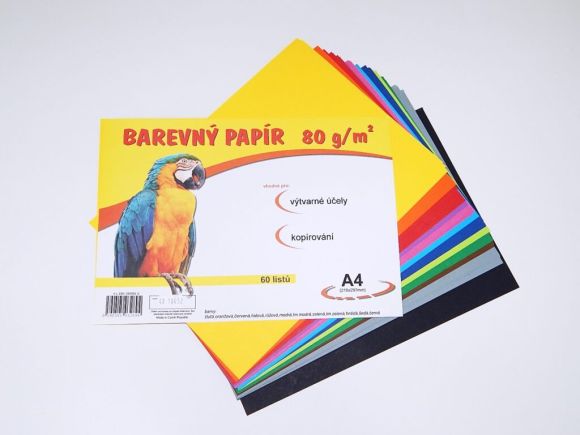 Papír barevný A4/60/80g - mix 12 barev