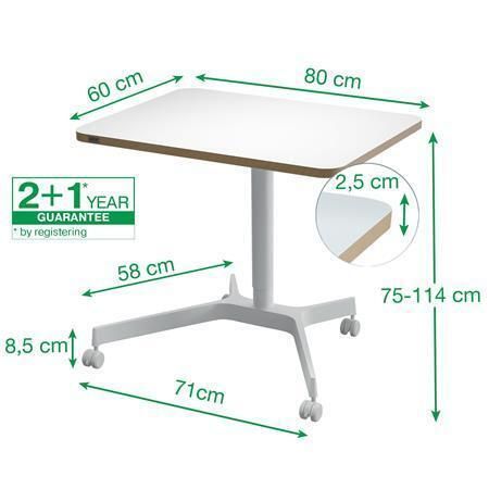 Kancelářský stůl Ergo, bílá, nastavitelná výška, LEITZ 65360001