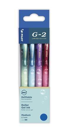 Gelové pero G-2 Bubble, mix barev, sada, 0,32 mm, 4 ks, stiskací mechanismus, PILOT 449065