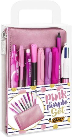 Sada psacích potřeb v pouzdře PINK & PURPLE, BIC 9642801  ,balení 10 ks