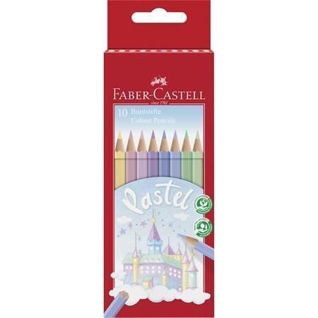 Barevné pastelky, 10 pastelových barev, šestihranné, FABER-CASTELL 111211