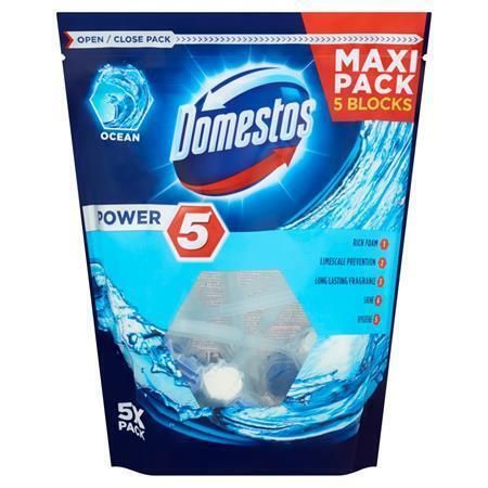 WC blok Power 5, ocean, 5x55 g, DOMESTOS ,balení 5 ks