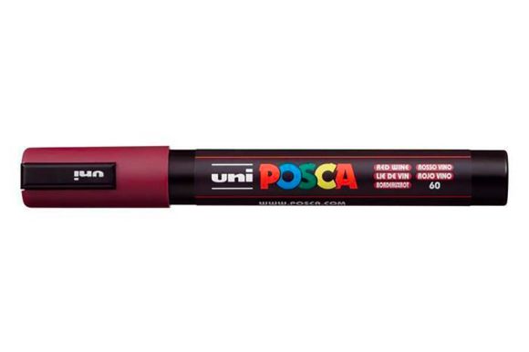 Akrylový popisovač Posca PC-5M, vínově červená, 1,8-2,5 mm, UNI 2UPC5MFP