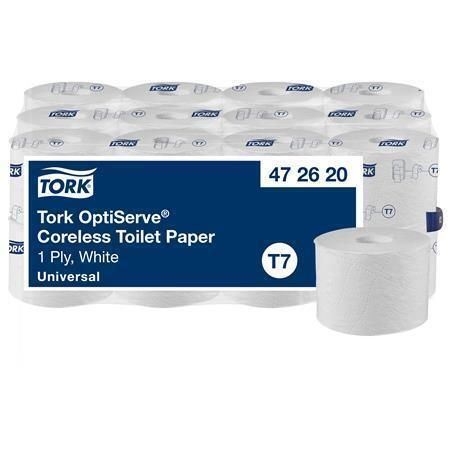 Toaletní papír OptiServe, bílá, bezdutinkový, průměr 13,1 cm, 1 vrstva, systém T7, Universal, TORK ,balení 24 ks