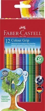 Barevné pastelky Grip 2001, 12 barev, trojhranné, FABER-CASTELL