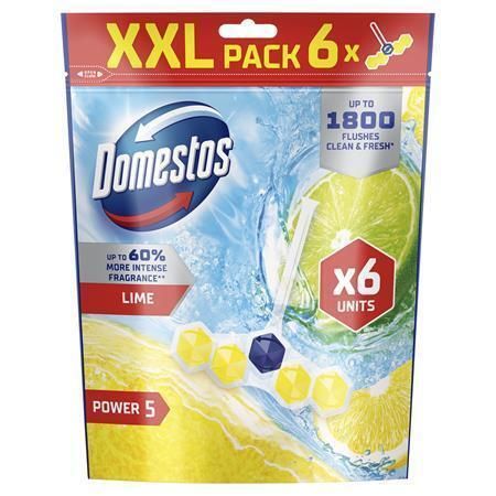 WC blok Power 5, limetka, 6x 50 g, DOMESTOS 64403038 ,balení 6 ks